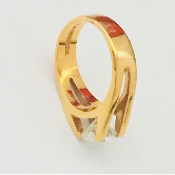 Vintage Solitaire Diamond 14k overlay HGE Lind GFJ Gold Ring Size 9 1047 - Picture 6 of 8